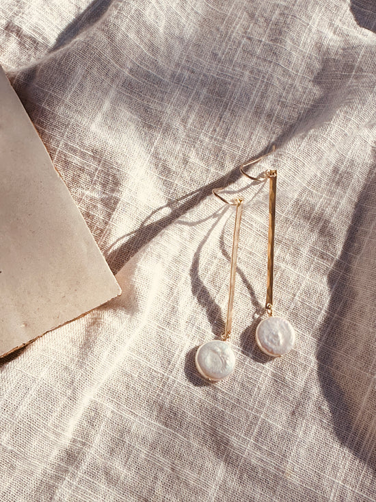 Desert Moon Design Hula Drop Earrings 14k gf