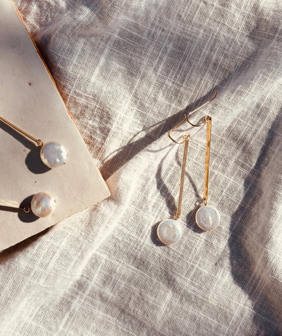 Desert Moon Design Hula Drop Earrings 14k gf