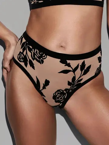 EBY SHEER FLOCKED HIGH CUT BRIEF MADAM OH LA LA 