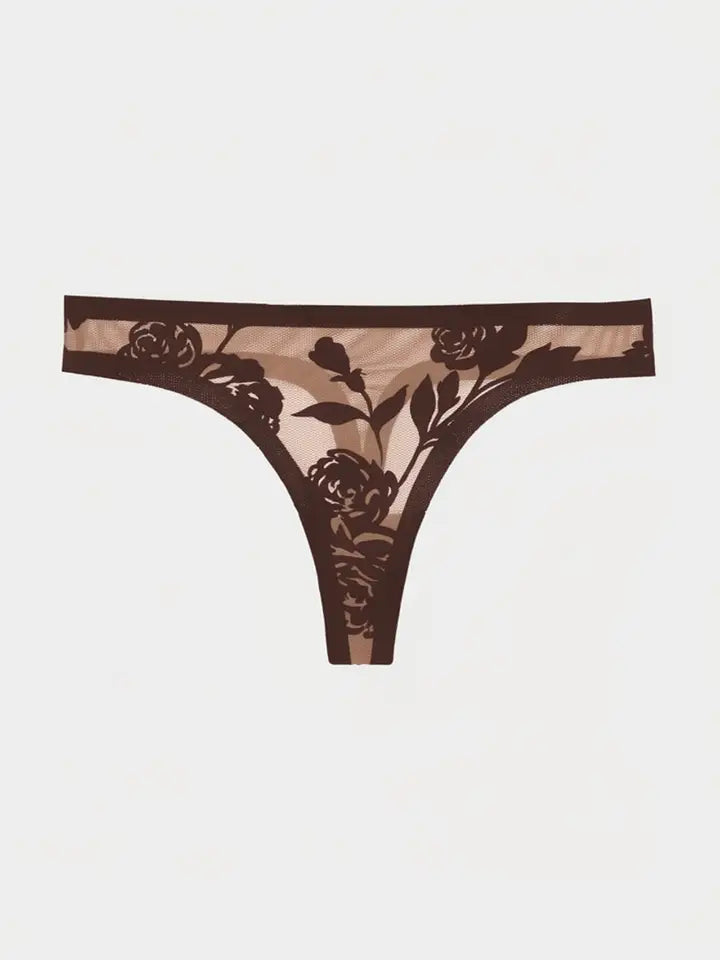EBY SHEER FLOCKED THONG MADAM COCO