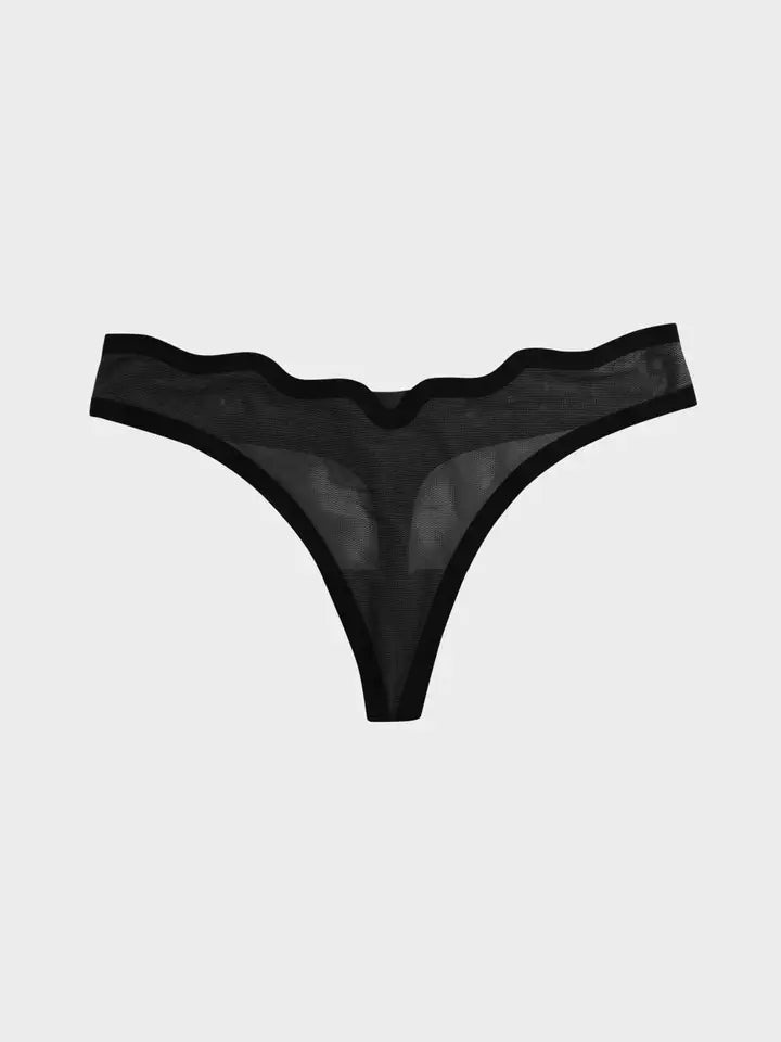 EBY SHEER LUCY THONG BLACK TRUFFLE
