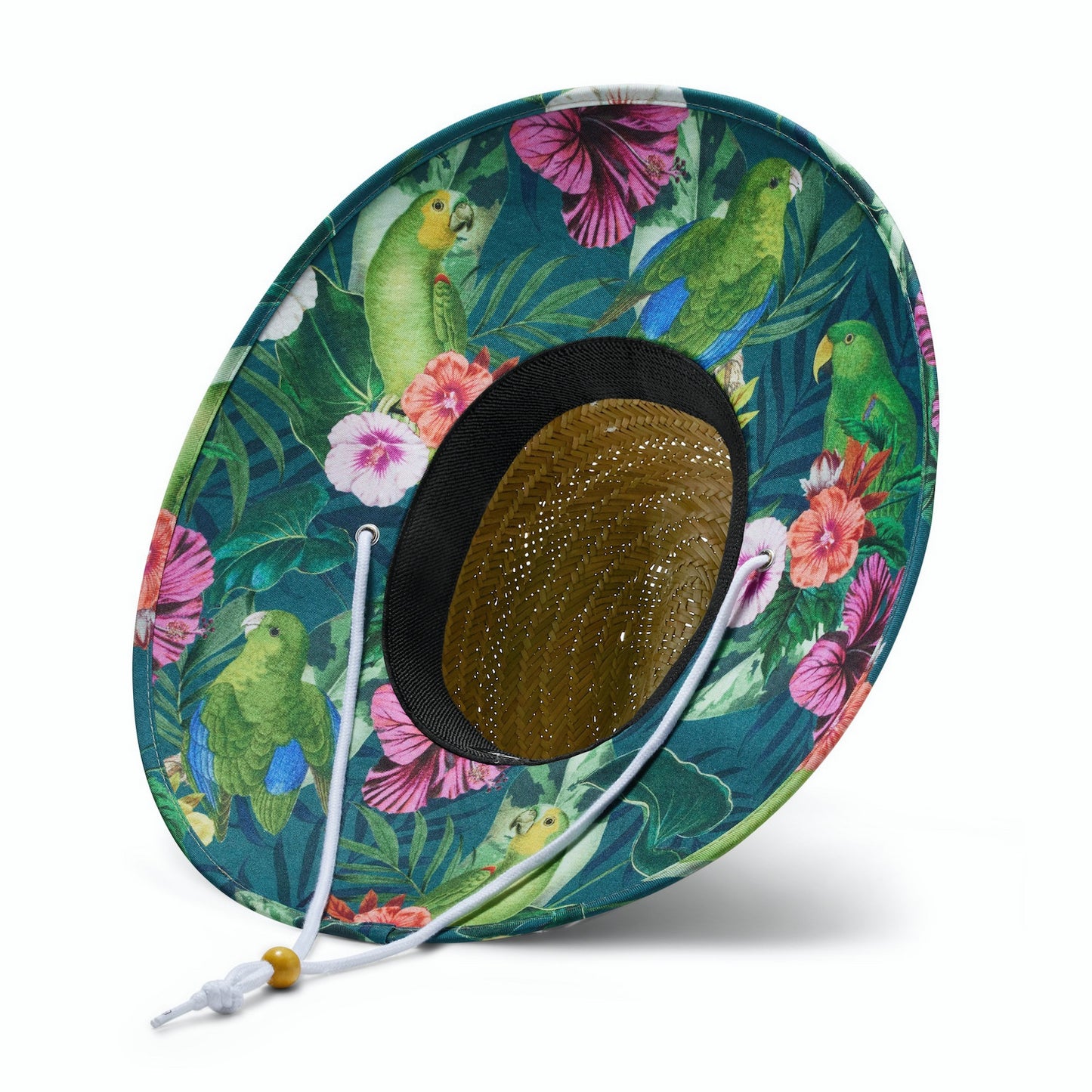 HEMLOCK HAT COMPANY UPF 50 STRAW HAT CAICOS PARROT PRINT