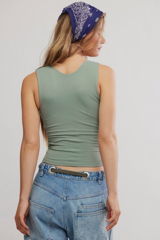 FREE PEOPLE CLEAN LINES MUSCLE CAMI FOREST RUN