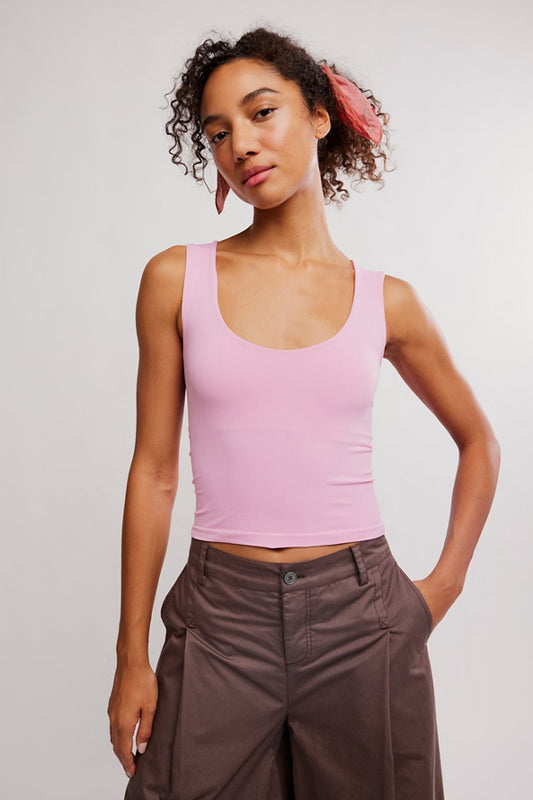 FREE PEOPLE CLEAN LINES MUSCLE CAMI ORCHID SMOKE