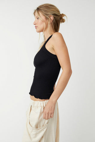 FREE PEOPLE BOULEVARD RIBBED SEAMLESS TANK BLACK