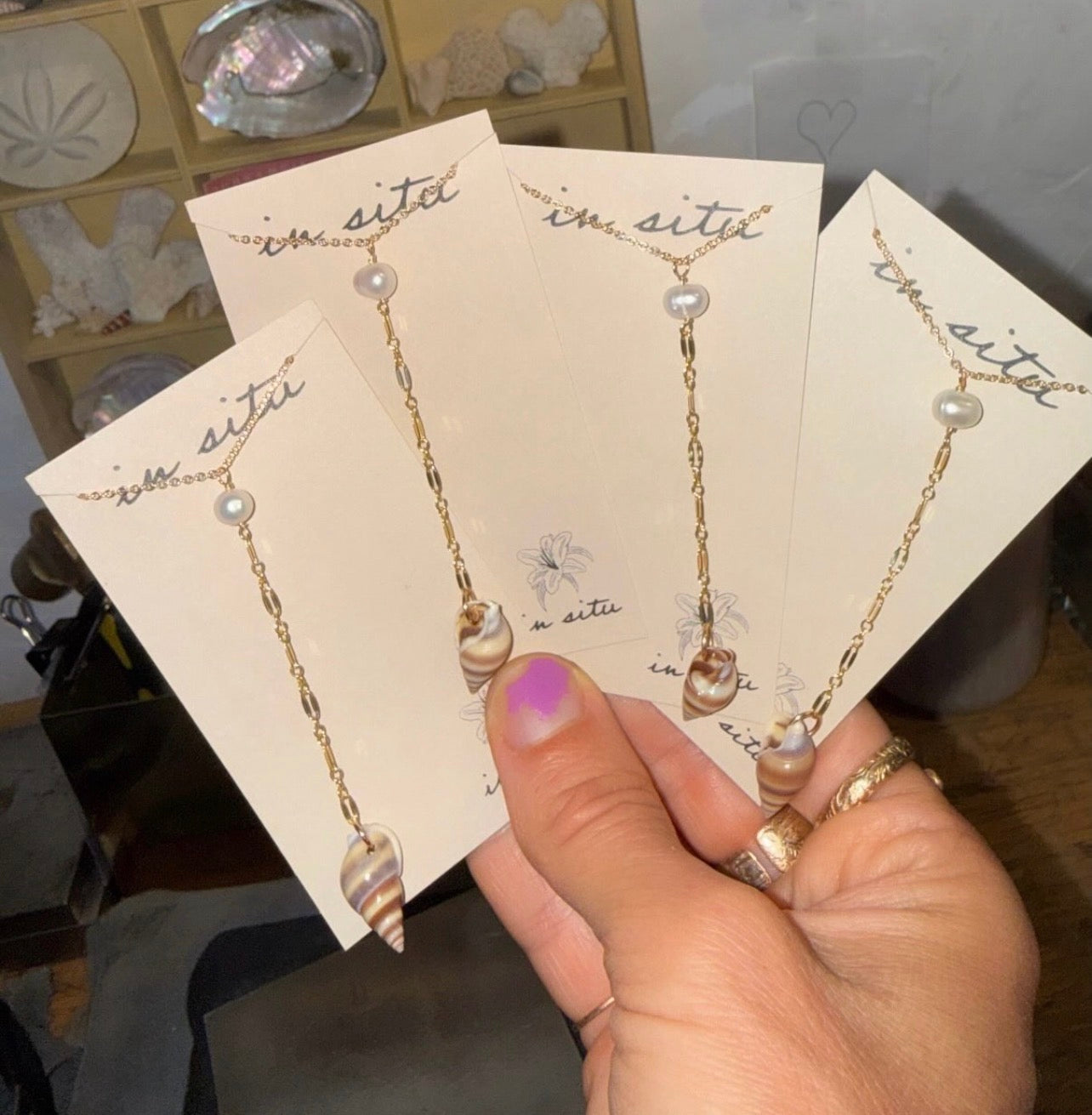 In Situ Serena Shell Lariat Necklace 14K gf