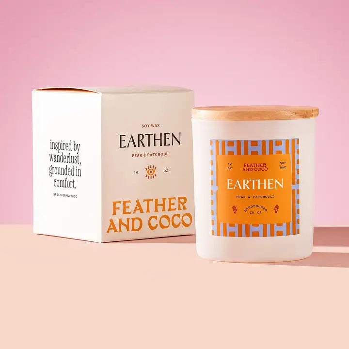 FEATHER AND COCO EARTHEN CANDLE 10 OUNCE