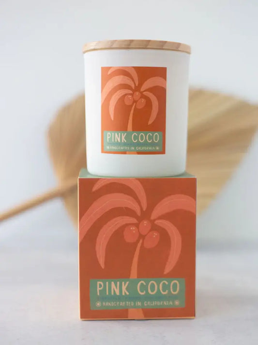 FEATHER AND COCO PINK COCO CANDLE 7 OUNCE