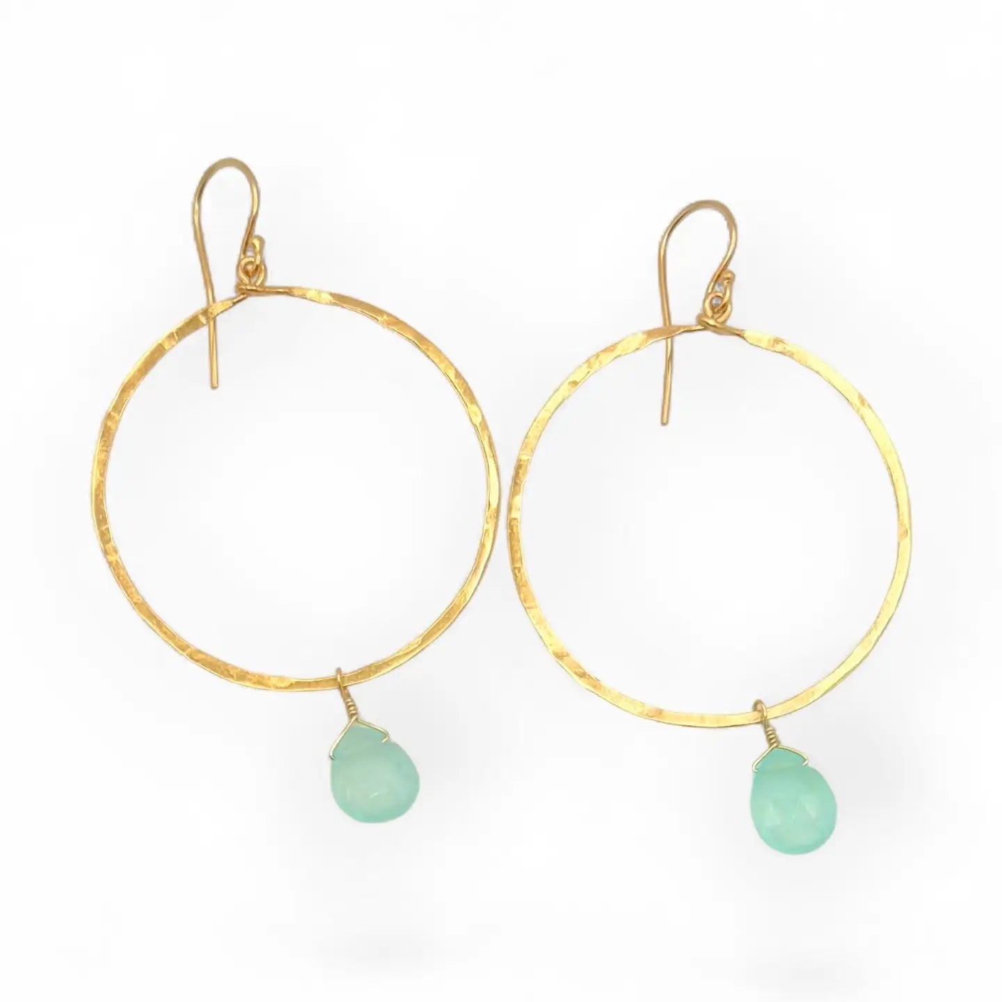 FLYING LIZARD AQUA CHALCEDONY HOOP EARRINGS