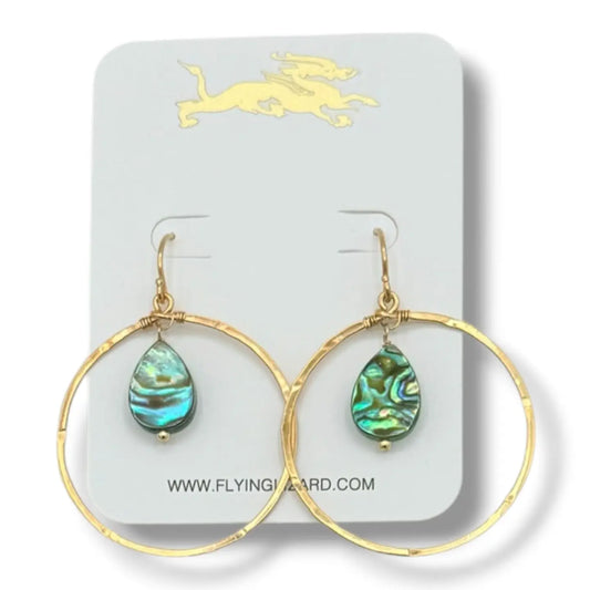 FLYING LIZARD DESIGN ABALONE COVE HOOP EARRINGS