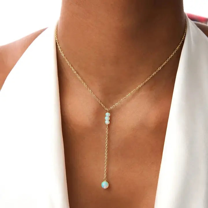 FLYING LIZARD DESIGN GOLD JELLY OPAL LARIAT NECKLACE