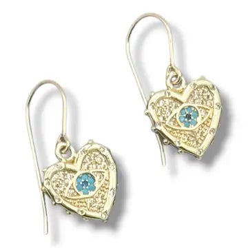FLYING LIZARD DESIGN TALISMAN EVIL EYE CHARM HEART EARRINGS
