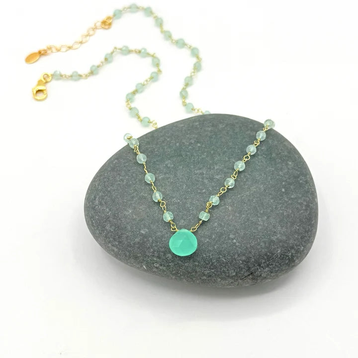 FLYING LIZARD DESIGN &nbsp;CHALCEDONY GEMSTONE NECKLACE