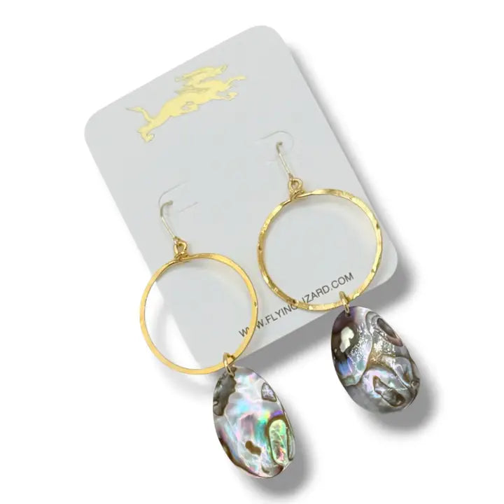 FLYING LIZARD VINTAGE ABALONE OVAL EARRINGS