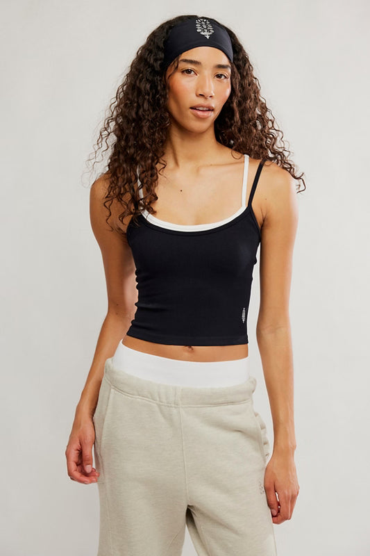 FREE PEOPLE ALL CLEAR COASTLINE  CAMI BLACK WHITE COMBO