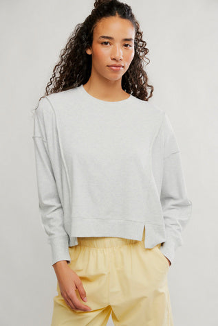 FREE PEOPLE ALL MY LOVE LONG SLEEVE WHITE HEATHER GREY