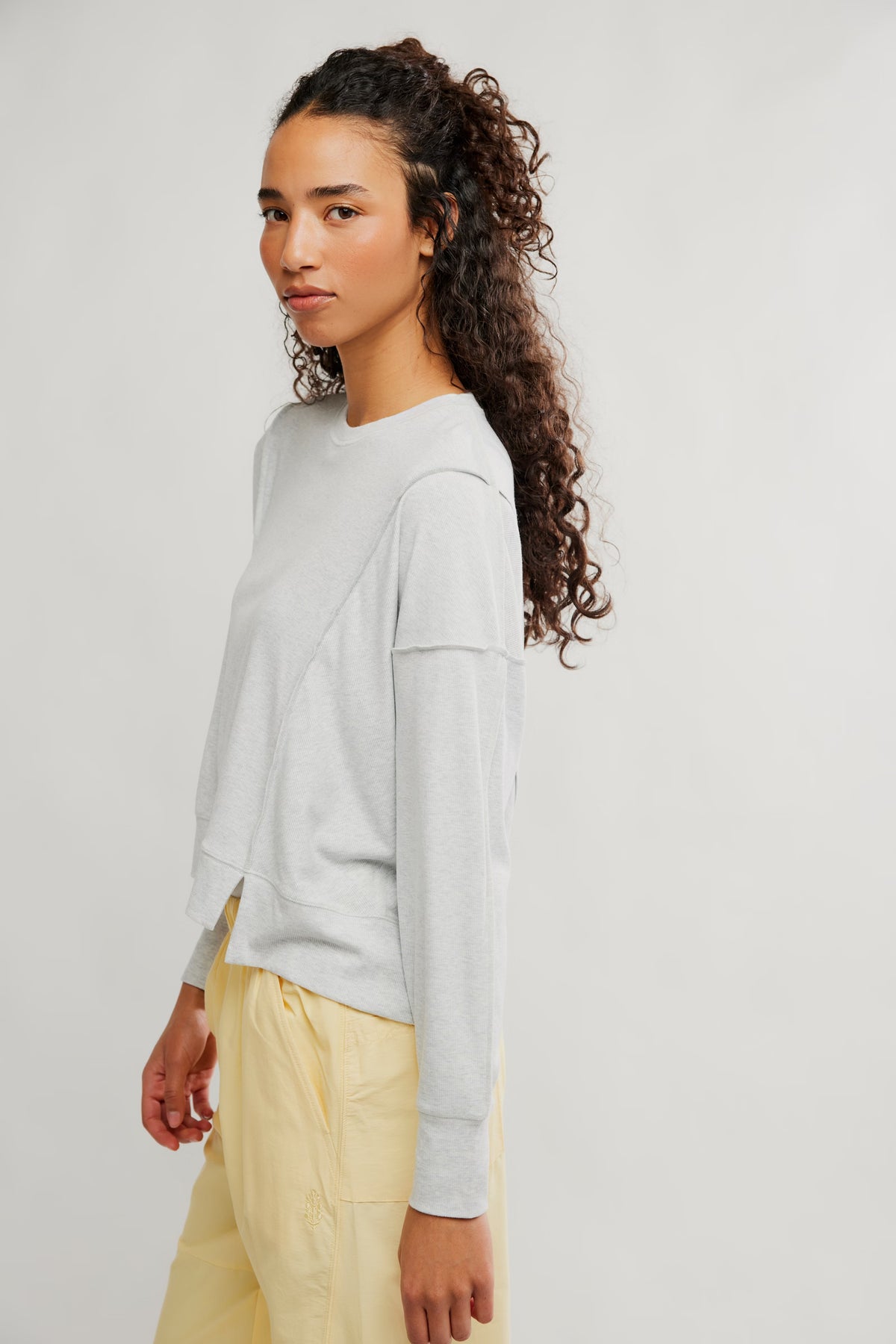 FREE PEOPLE ALL MY LOVE LONG SLEEVE WHITE HEATHER GREY