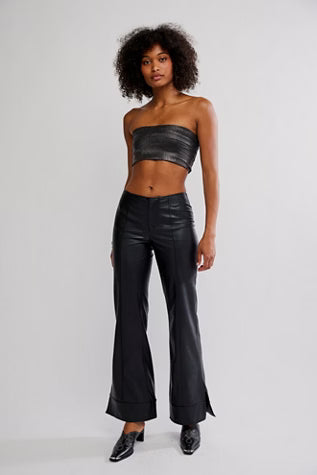FREE PEOPLE AMELIA FOIL BANDEAU TOP BLACK COMBO