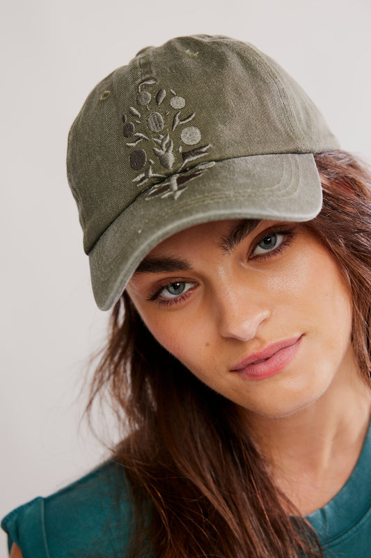 FREE PEOPLE BIG BUTI BASEBALL CAP SEAGRASS TONAL