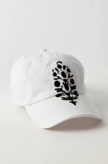 FREE PEOPLE BIG BUTI BASEBALL CAP WHITE/BLACK