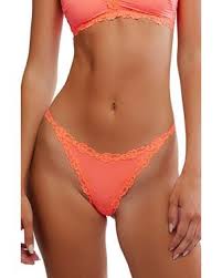 FREE PEOPLE CHARLIE LACE MICROFIBER THONG SUNSET