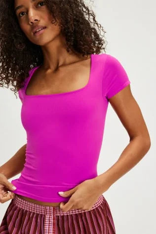 FREE PEOPLE CLEAN LINES MUSCLE CAMI DREAM POP