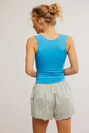 FREE PEOPLE CLEAN LINES MUSCLE CAMI BAYWATCH BLUE