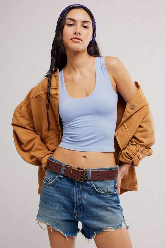 FREE PEOPLE CLEAN LINES MUSCLE CAMI DAWN BREEZE