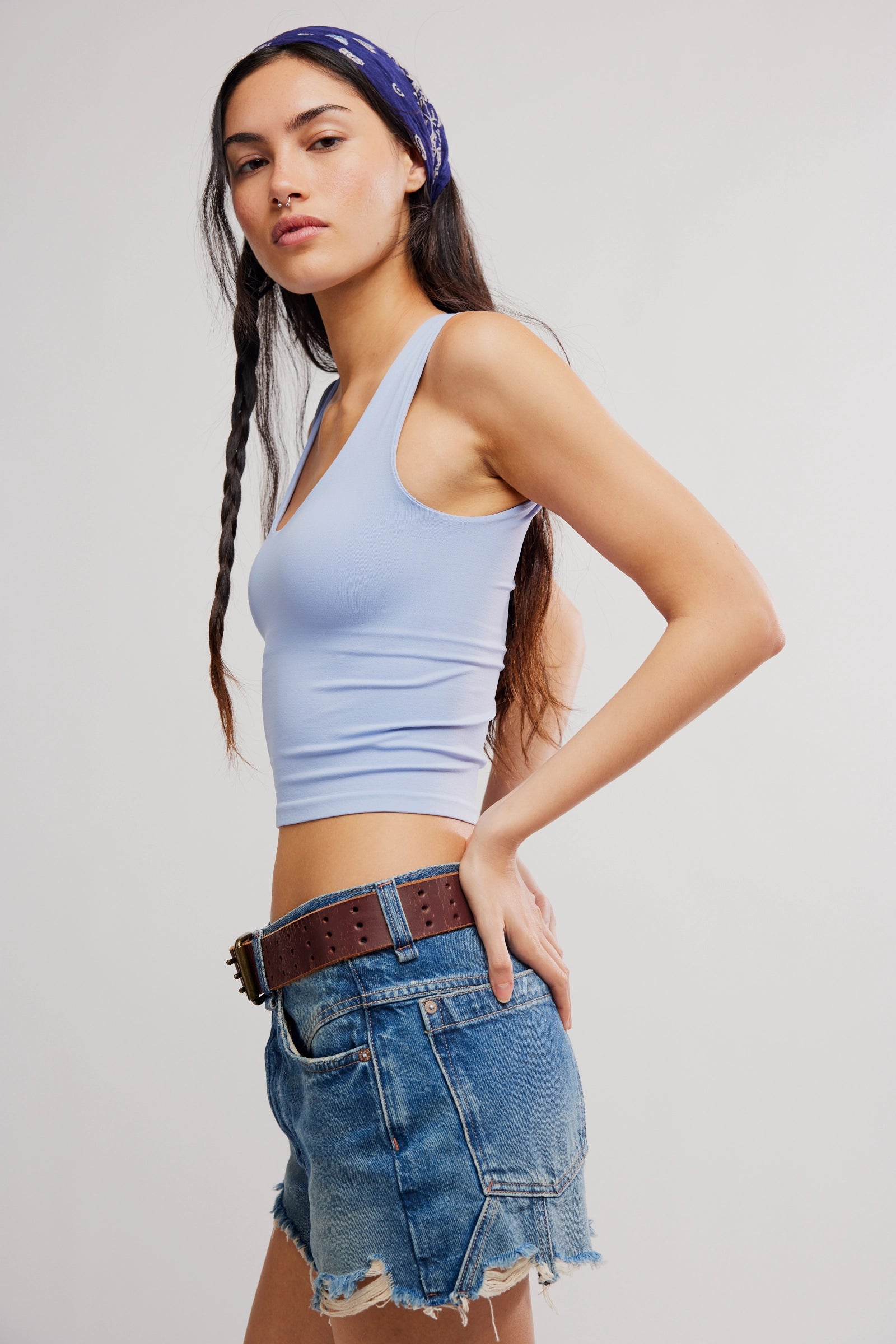 FREE PEOPLE CLEAN LINES MUSCLE CAMI DAWN BREEZE