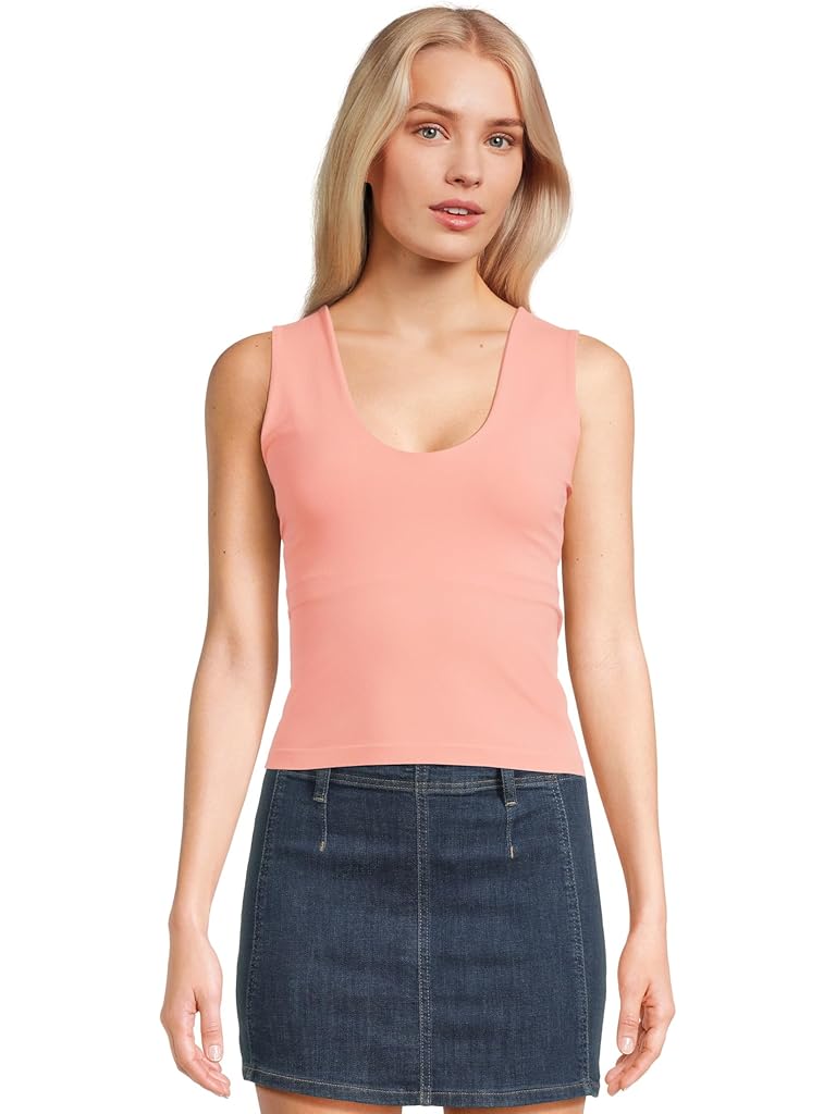 FREE PEOPLE CLEAN LINES MUSCLE CAMI PINK TULLE