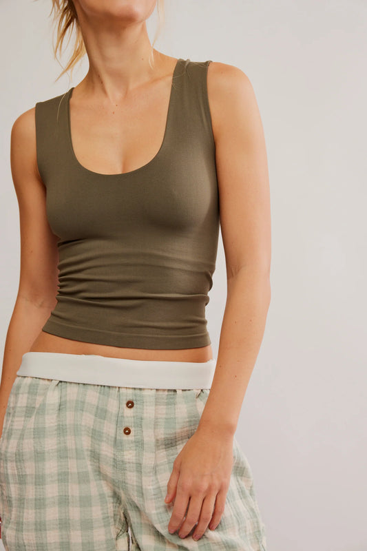FREE PEOPLE CLEAN LINES MUSCLE CAMI TARMAC