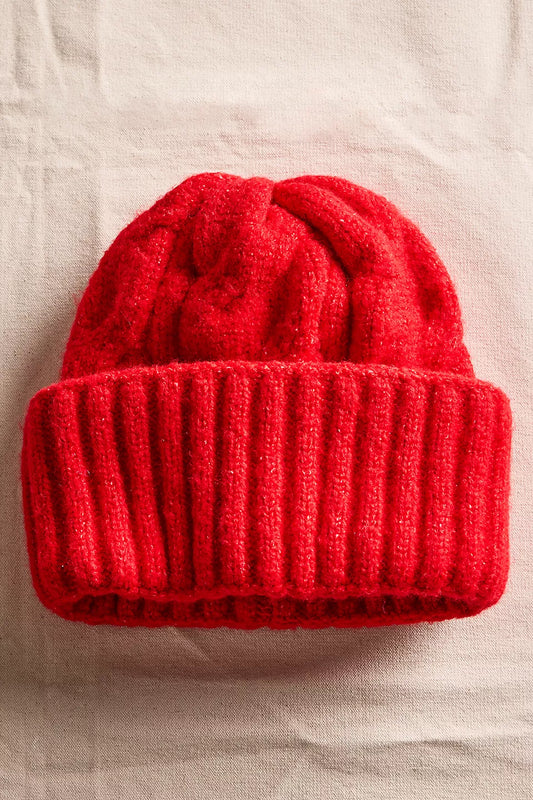 FREE PEOPLE COASTLINE BEANIE BRIGHT RED