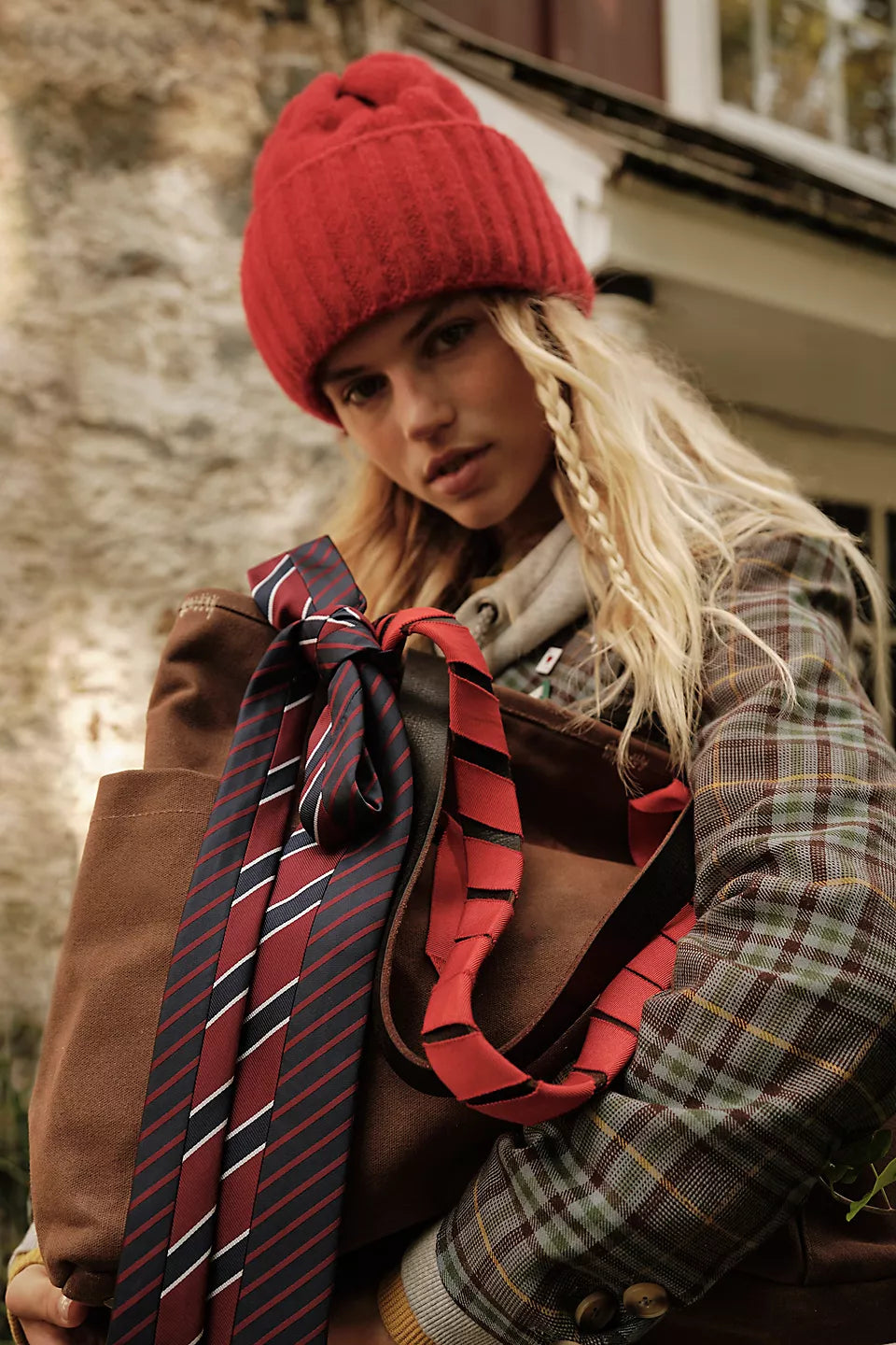 FREE PEOPLE COASTLINE BEANIE BRIGHT RED