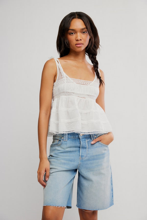 FREE PEOPLE DARLING DREAMS CAMI CLEAN IVORY