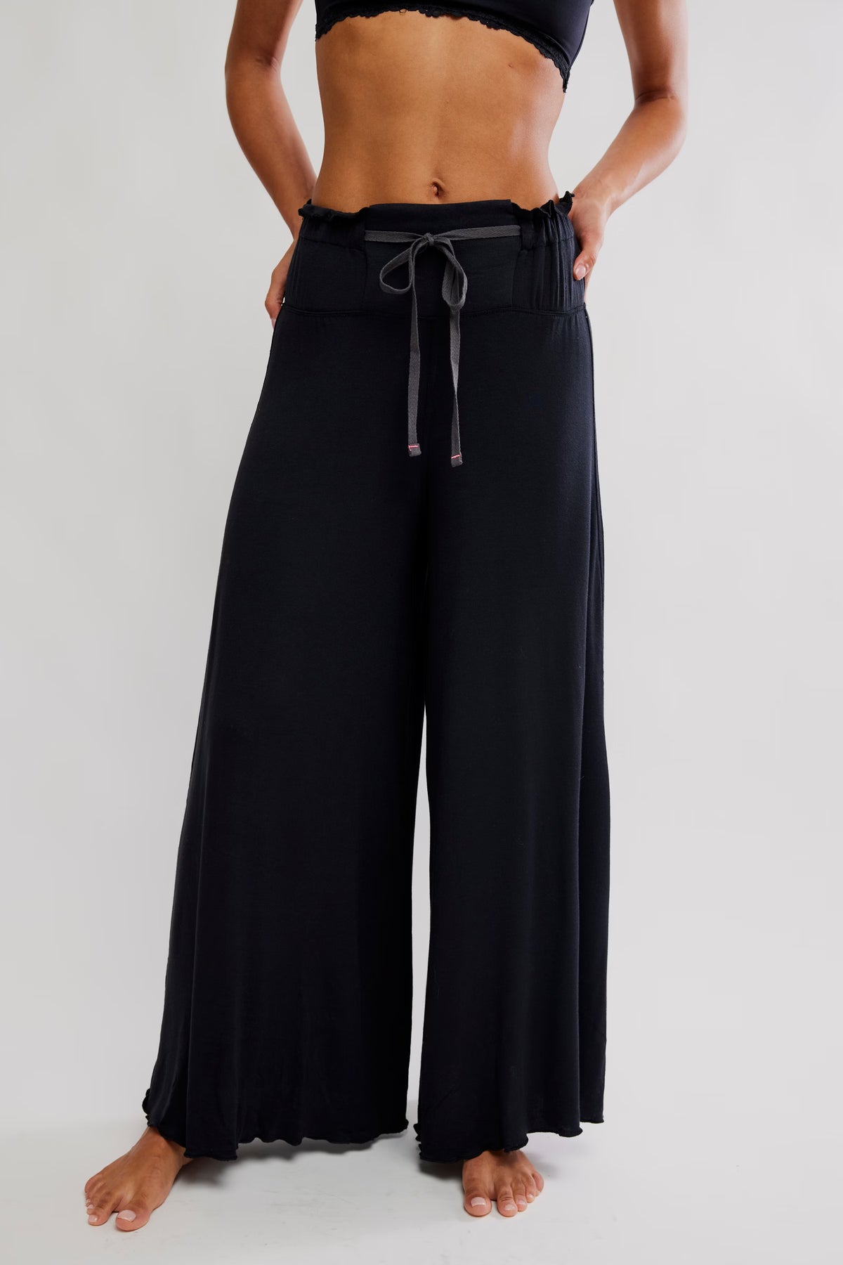 FREE PEOPLE DREAM STATE WIDE LEG PANTS BLACK