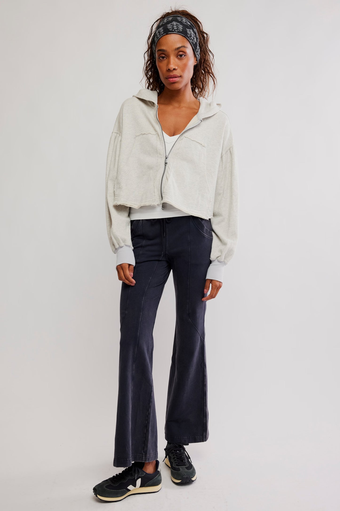 FREE PEOPLE DREAM TEAM ZIP UP HEATHER GREY