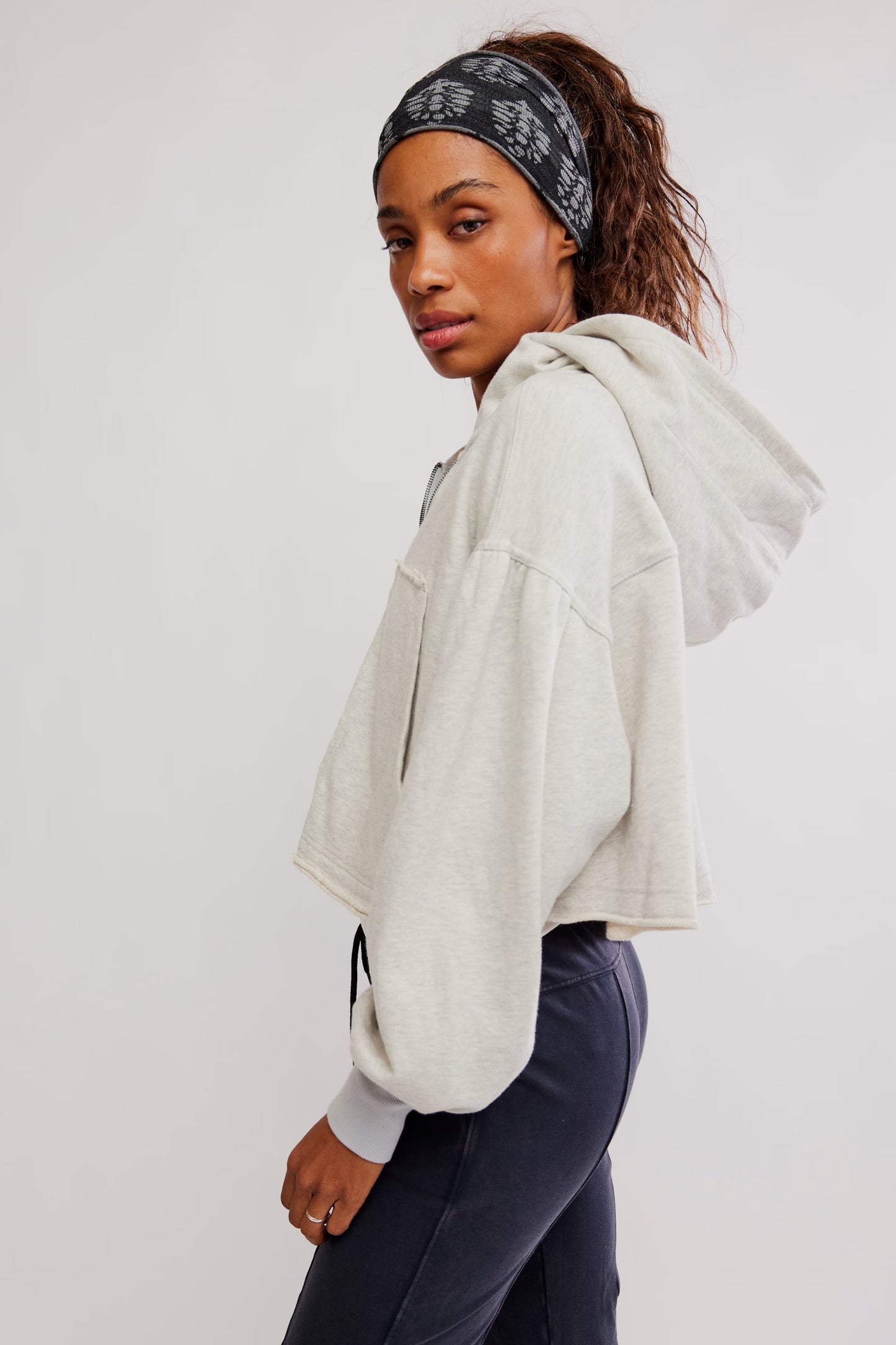 FREE PEOPLE DREAM TEAM ZIP UP HEATHER GREY