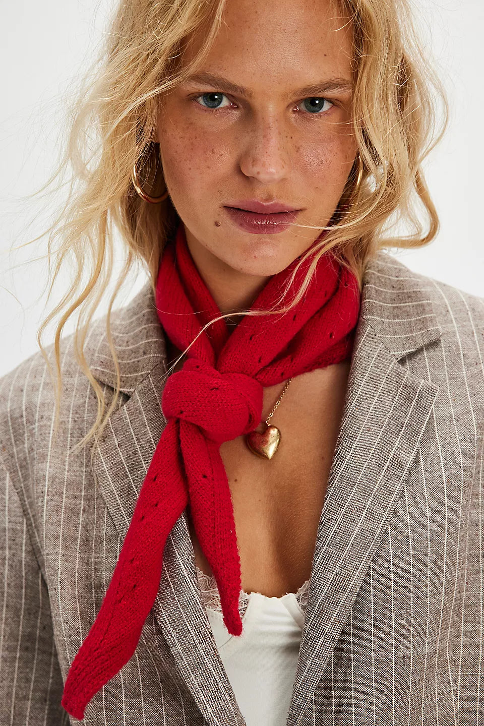 FREE PEOPLE ESSENTIAL TRIANGLE SCARF RED