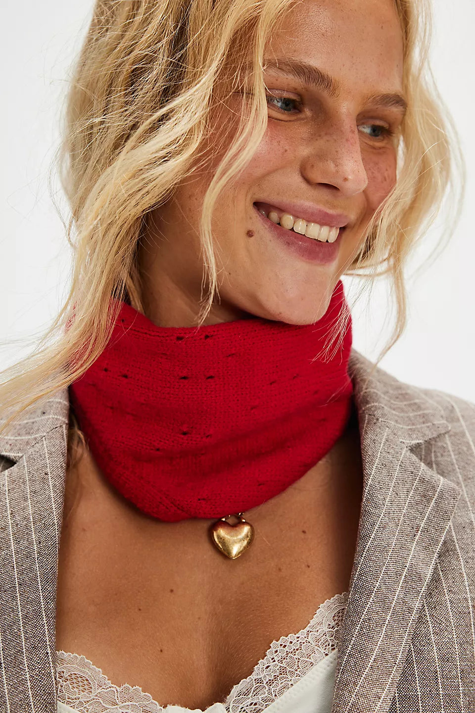 FREE PEOPLE ESSENTIAL TRIANGLE SCARF RED