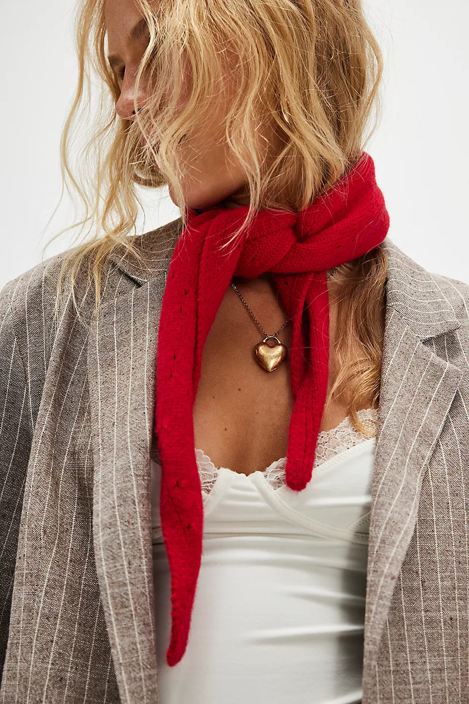 FREE PEOPLE ESSENTIAL TRIANGLE SCARF RED