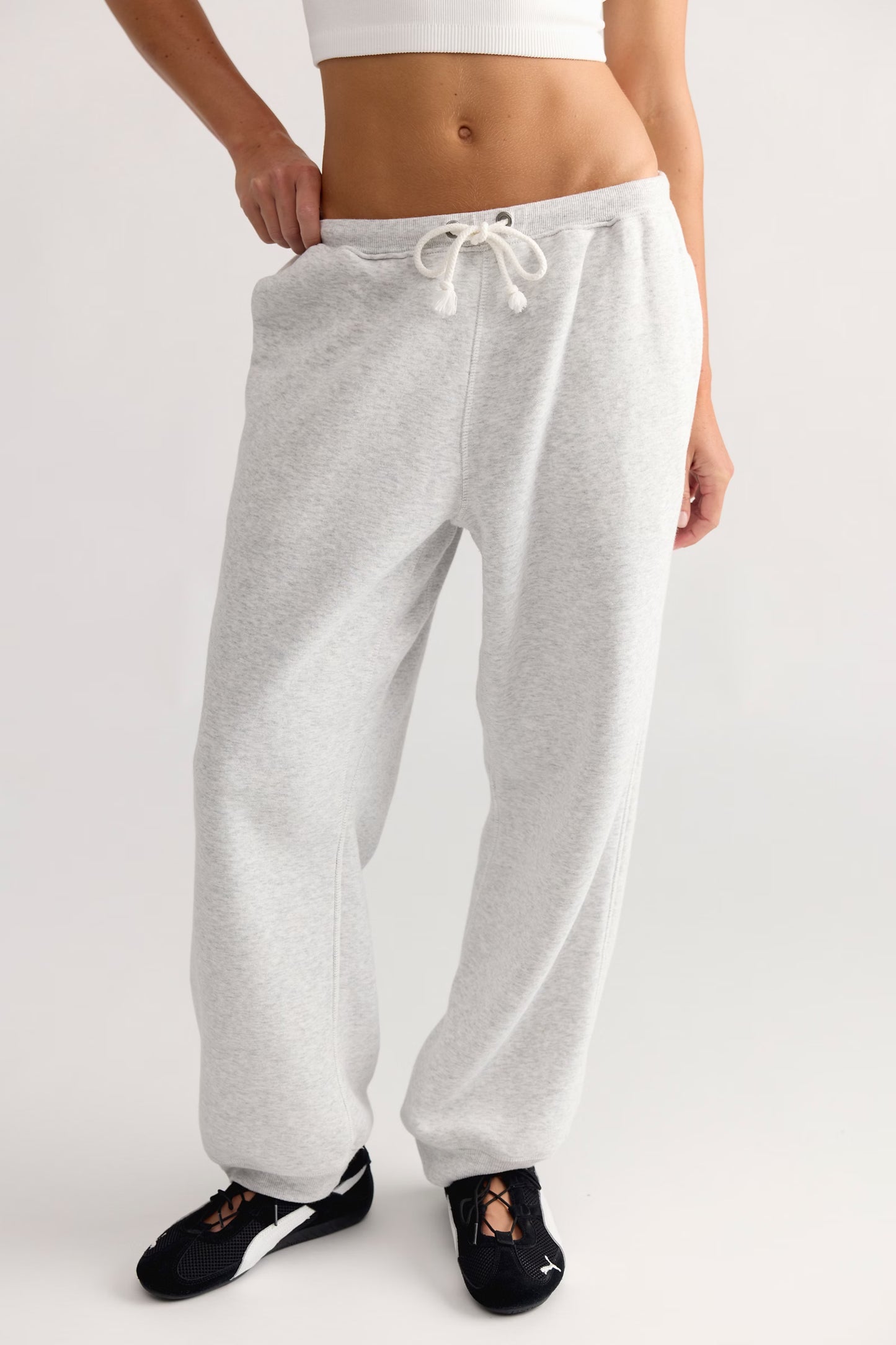 FREE PEOPLE FINAL CALL JOGGER WHITE HEATHER GREY