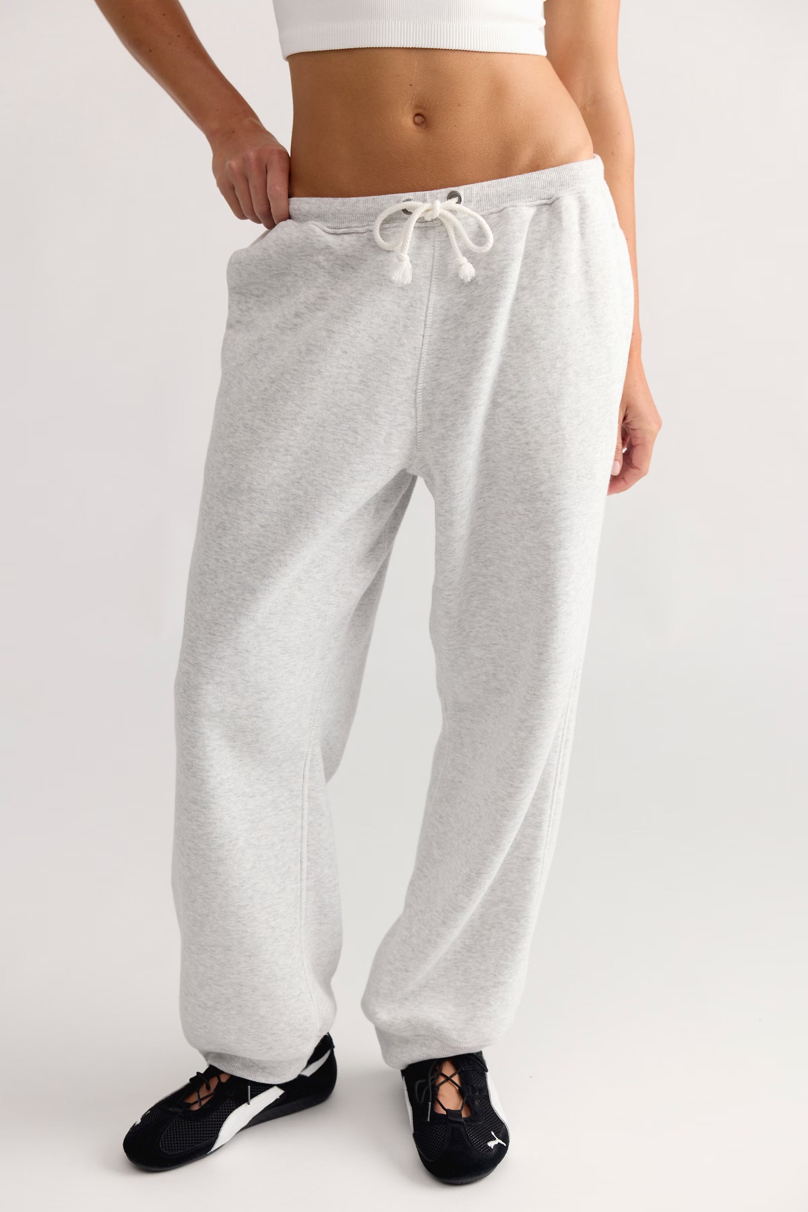 FREE PEOPLE FINAL CALL JOGGER WHITE HEATHER GREY