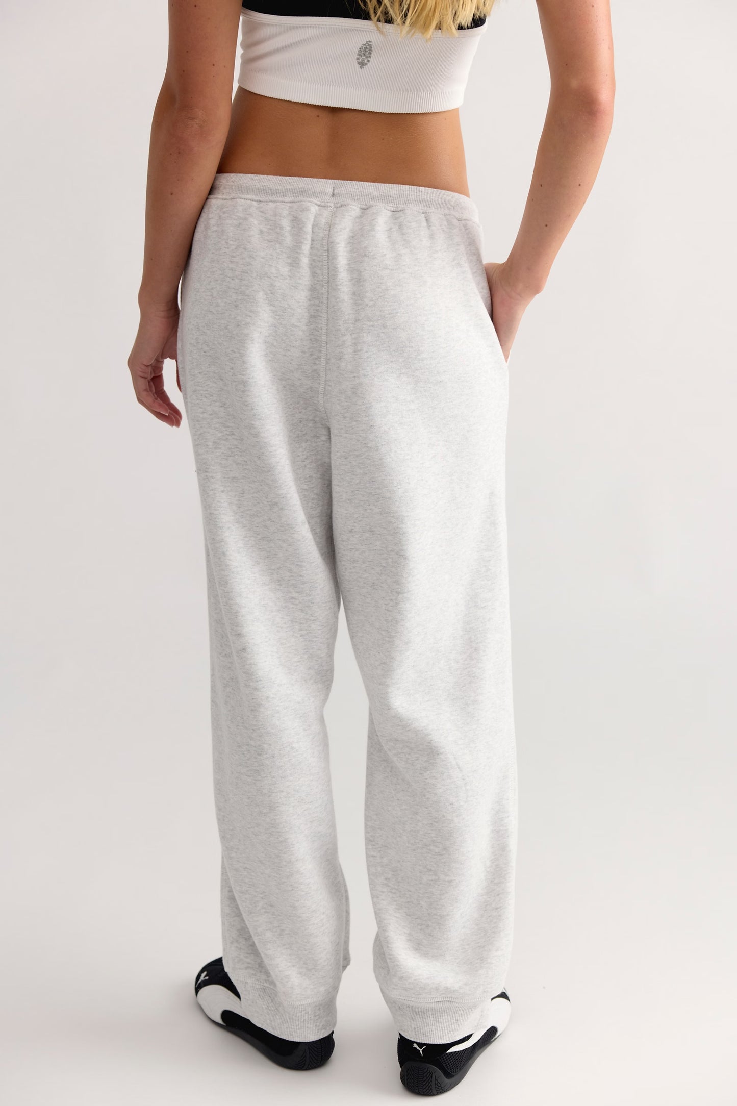 FREE PEOPLE FINAL CALL JOGGER WHITE HEATHER GREY