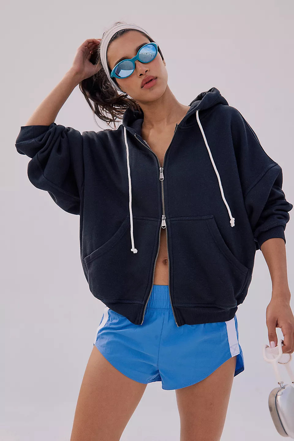 FREE PEOPLE FINAL CALL ZIP UP BLACK