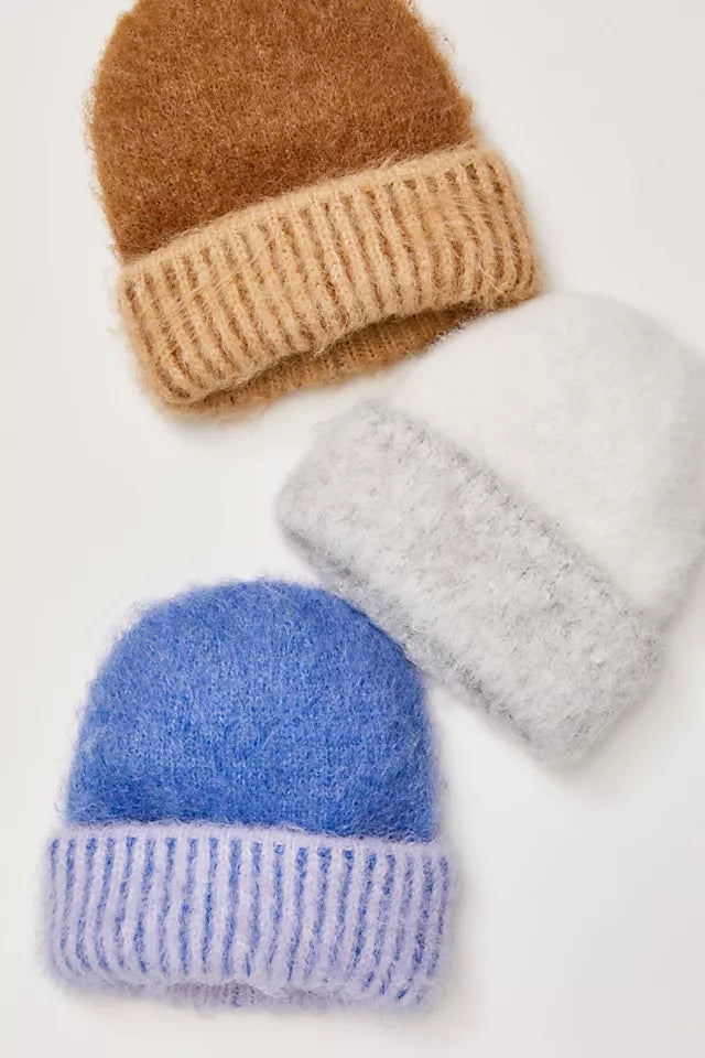 FREE PEOPLE FOREVER FUZZY BEANIE PERIWINKLE