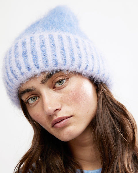 FREE PEOPLE FOREVER FUZZY BEANIE PERIWINKLE