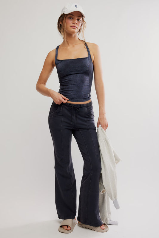 FREE PEOPLE GOOD KARMA LONG TANK WASHED BLACK