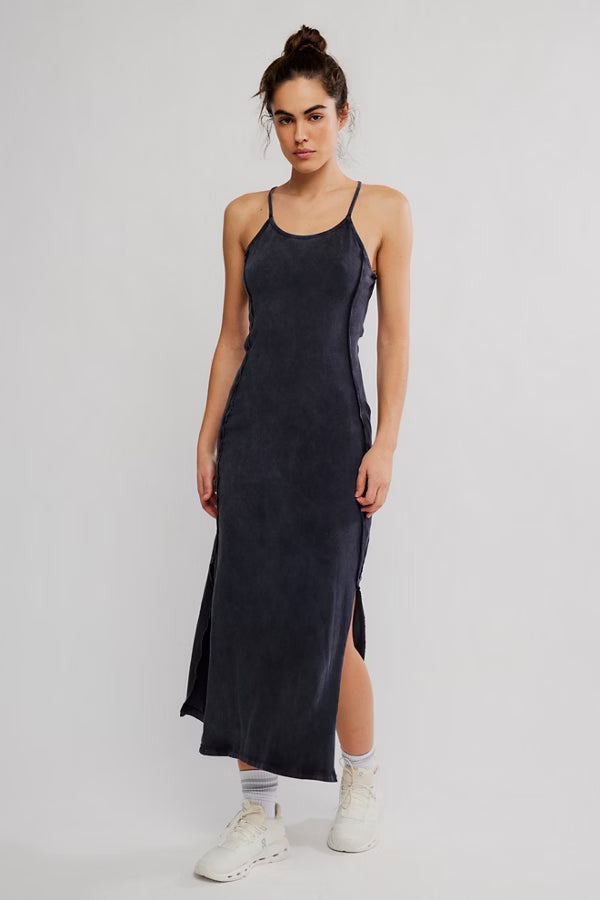 FREE PEOPLE HOT SHOT SURF DRESS BLACK