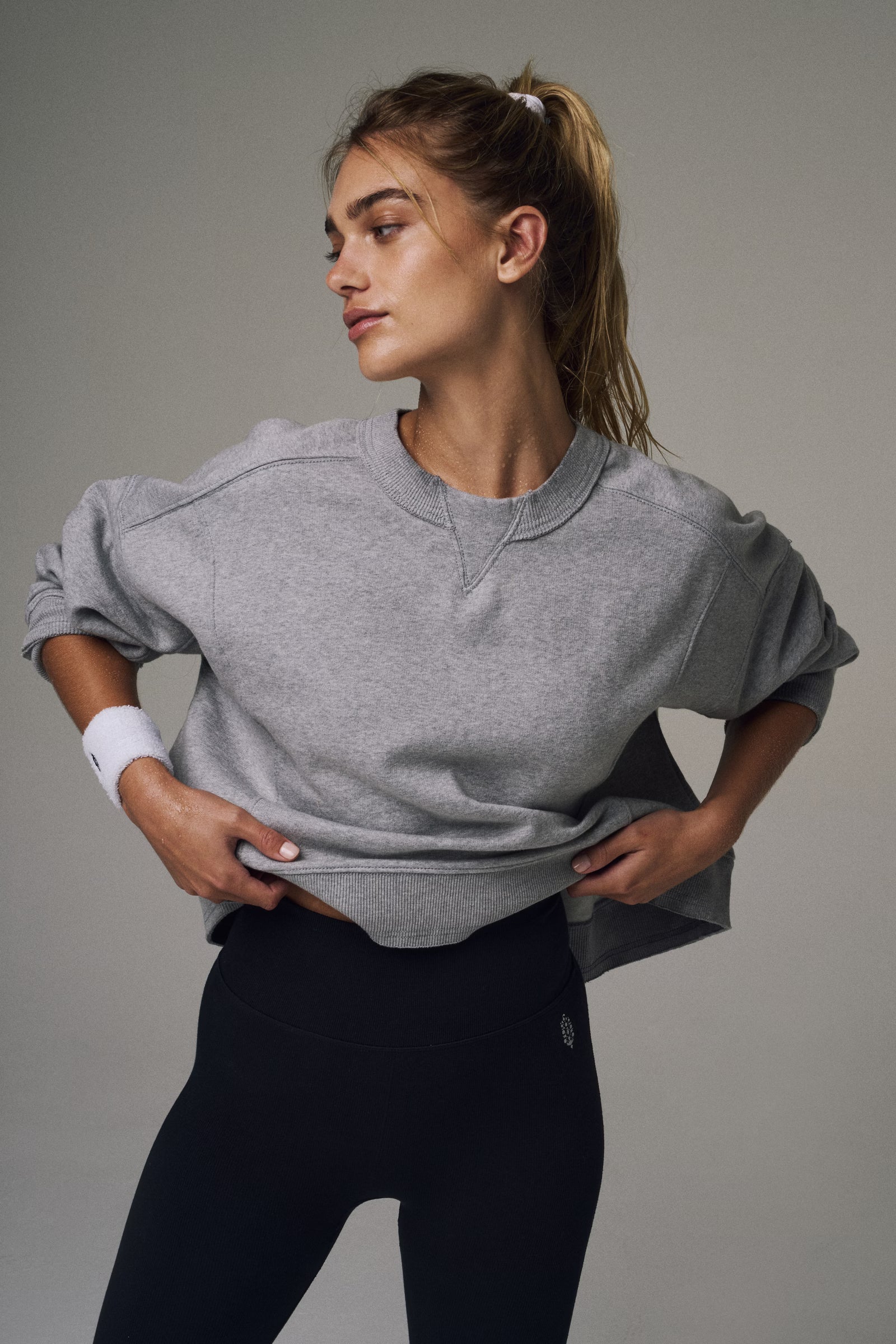 FREE PEOPLE INTERCEPT PULLOVER WHITE HEATHER GREY
