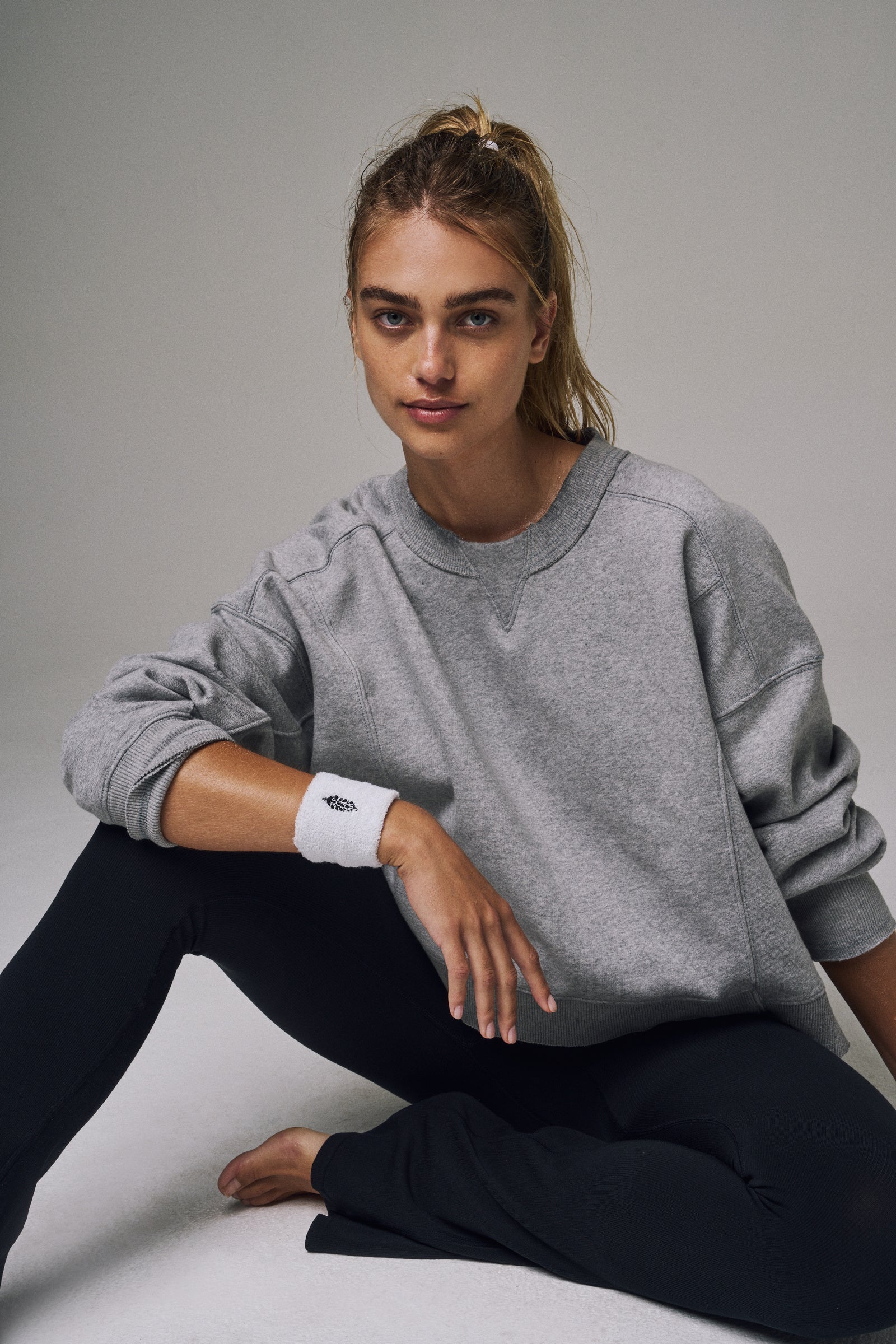 FREE PEOPLE INTERCEPT PULLOVER WHITE HEATHER GREY
